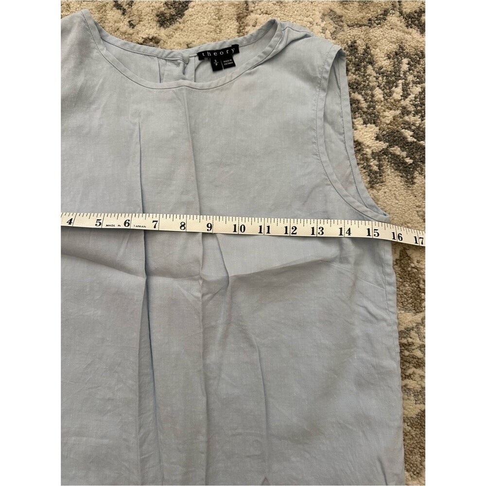 Theory Linen Shell Top Blue Small - Picture 4 of 5